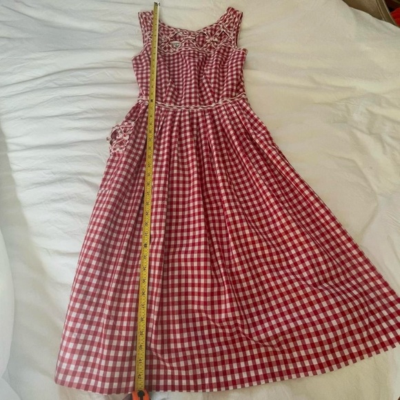 ♥️ UNIQUE VINTAGE • gingham swing dress w adorable cut out and bow details - Picture 5 of 8